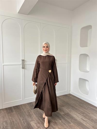 Carla Qupra Piliseli Elbise - Kahve