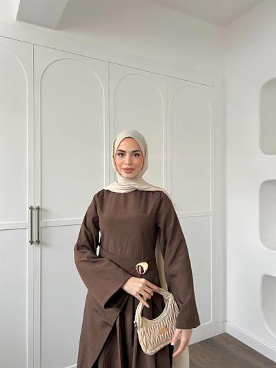 Carla Qupra Piliseli Elbise - Kahve