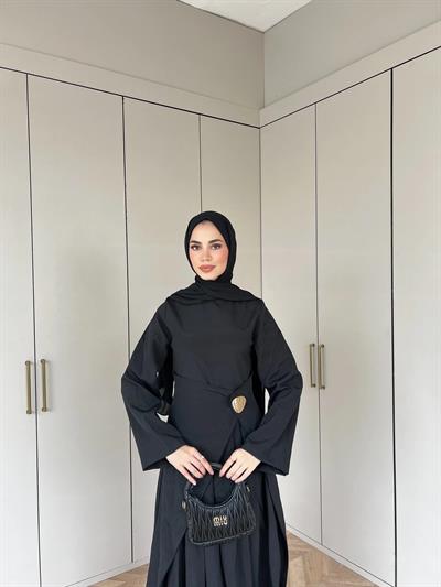 Carla Qupra Piliseli Elbise - Siyah