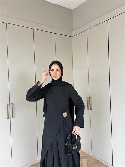 Carla Qupra Piliseli Elbise - Siyah