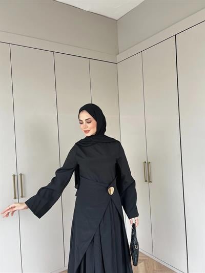 Carla Qupra Piliseli Elbise - Siyah