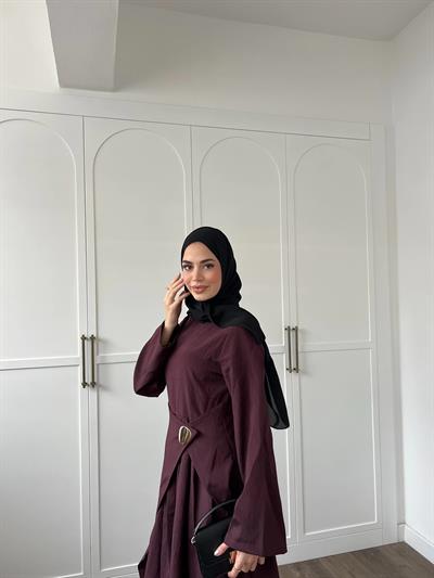 Carla Qupra Piliseli Elbise -Bordo