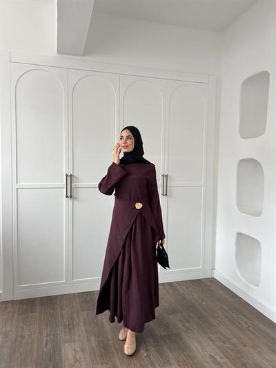 Carla Qupra Piliseli Elbise -Bordo