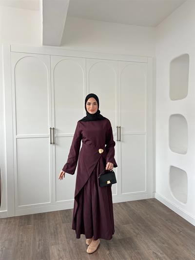 Carla Qupra Piliseli Elbise -Bordo