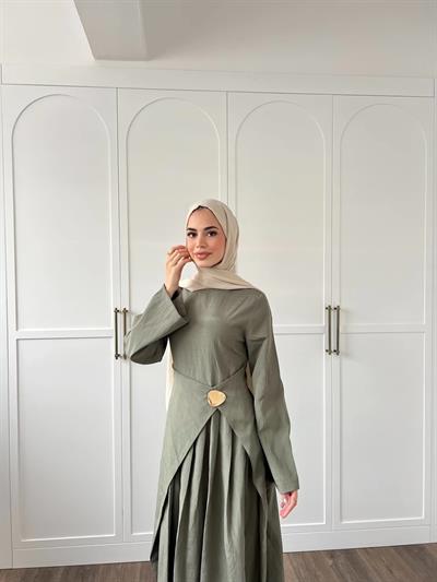 Carla Qupra Piliseli Elbise -Çağla