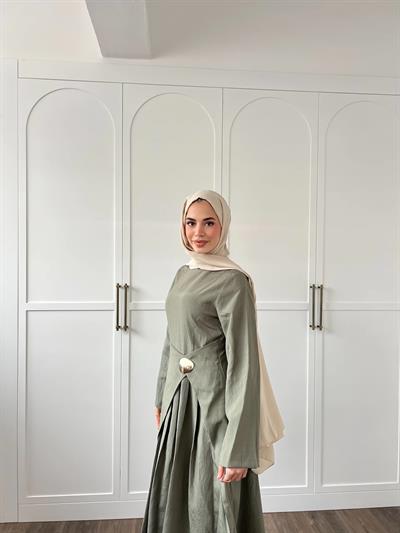 Carla Qupra Piliseli Elbise -Çağla