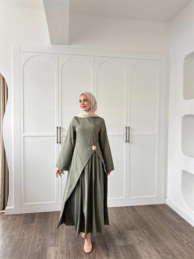 Carla Qupra Piliseli Elbise -Çağla