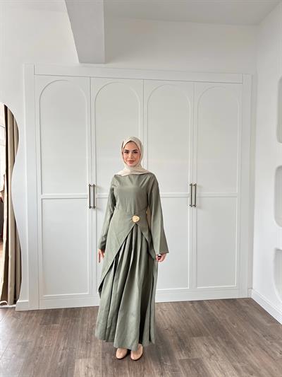 Carla Qupra Piliseli Elbise -Çağla