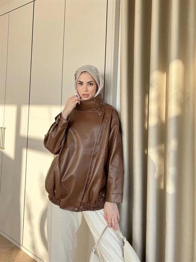 Deri Jami Ceket - Camel