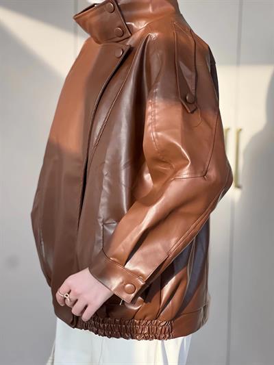 Deri Jami Ceket - Camel