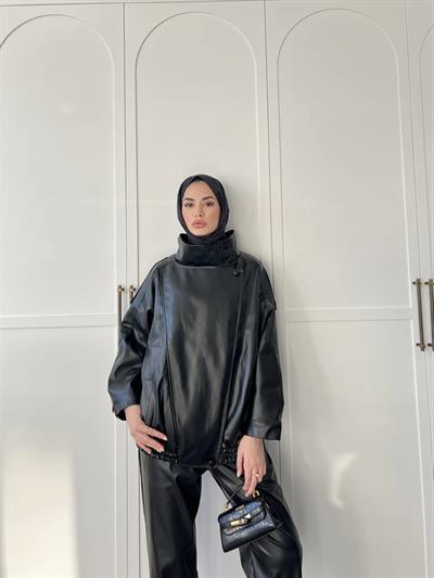 Deri Jami Ceket - Siyah