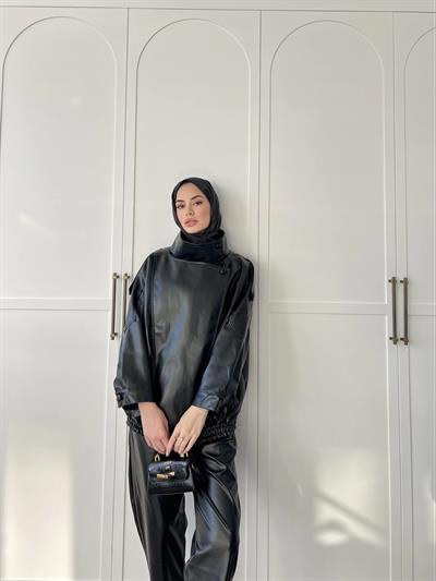 Deri Jami Ceket - Siyah