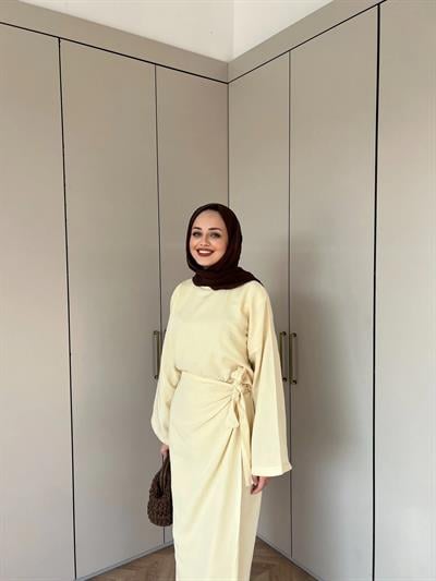 Ela Çapraz Etekli Takım -Sarı