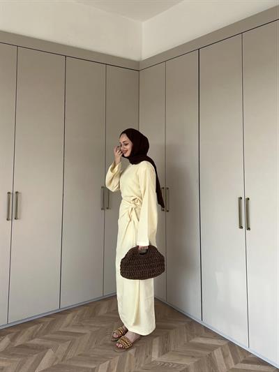 Ela Çapraz Etekli Takım -Sarı