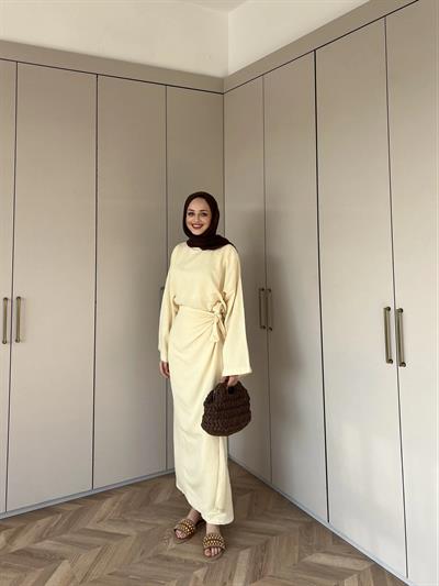 Ela Çapraz Etekli Takım -Sarı