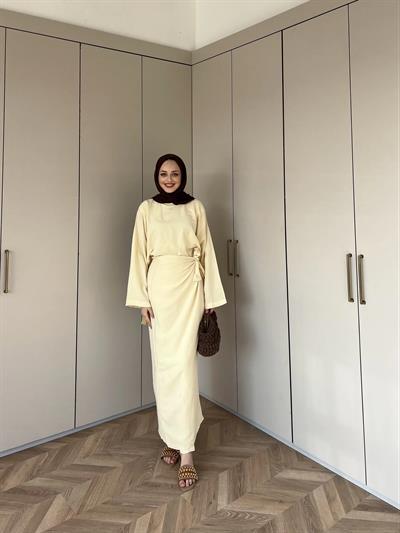 Ela Çapraz Etekli Takım -Sarı