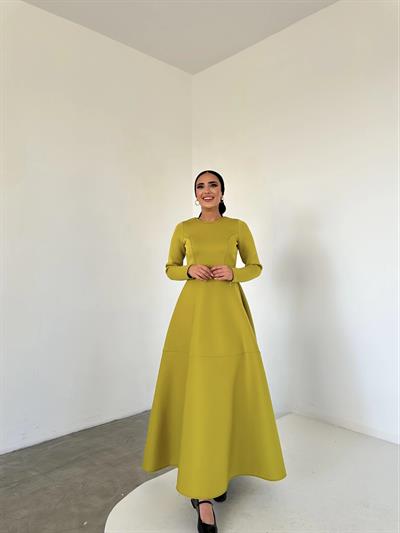 Elin Puf Elbise Yağ Yeşili