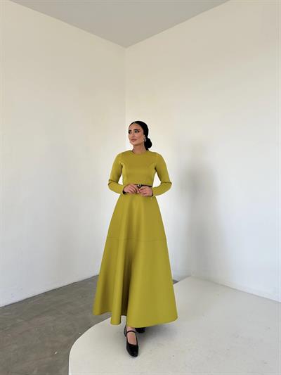 Elin Puf Elbise Yağ Yeşili