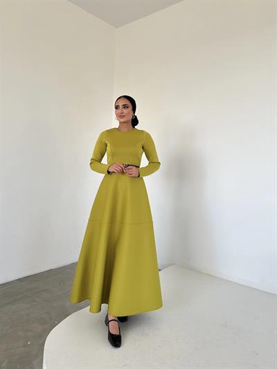 Elin Puf Elbise Yağ Yeşili