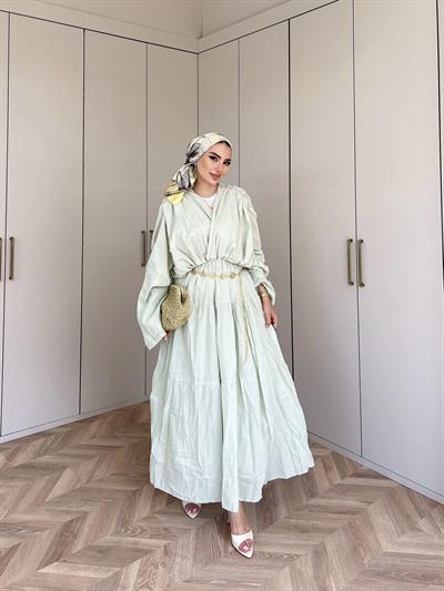 Ema Vual Elbise - Su Yeşil