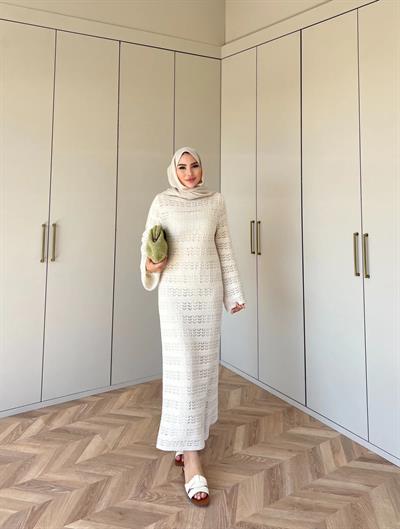 Essa Triko Elbise -Krem