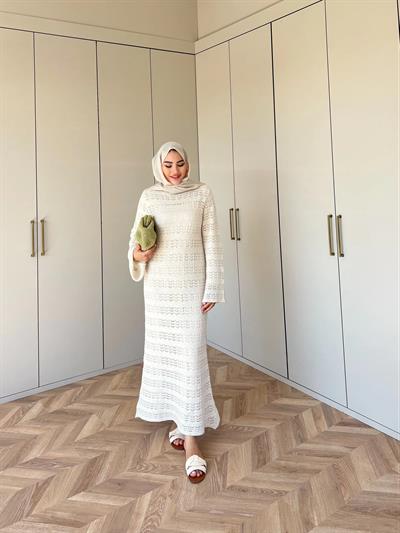 Essa Triko Elbise -Krem