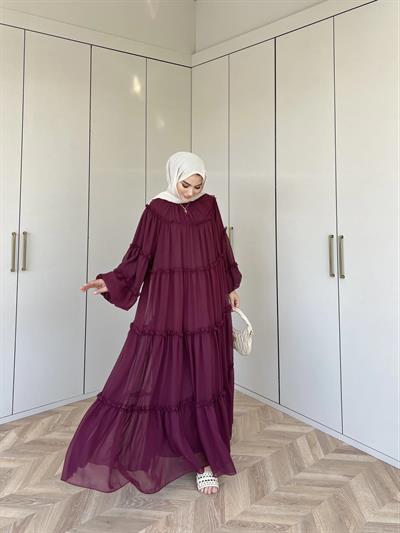 Esso Şifon Elbise - Bordo