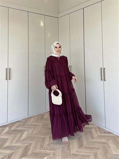 Esso Şifon Elbise - Bordo