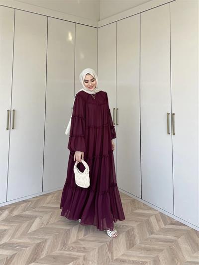 Esso Şifon Elbise - Bordo