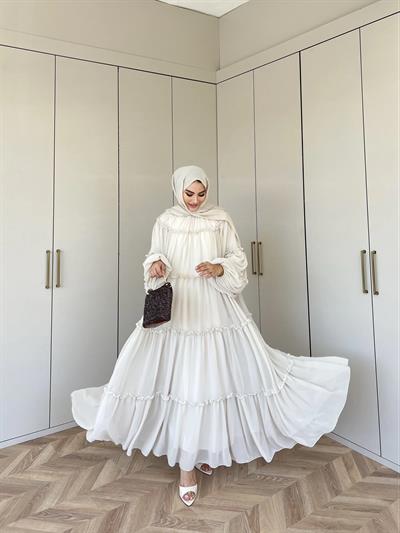 Esso Şifon Elbise - Krem