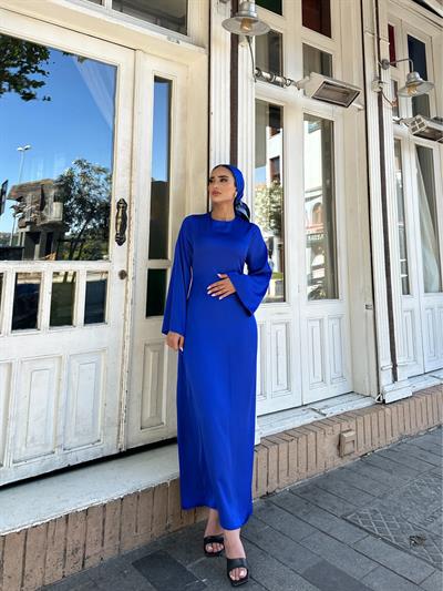 Ezo Arkası Bağlamalı Elbise Saks