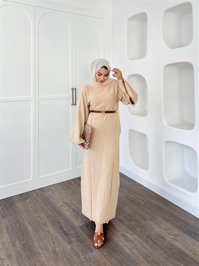 Gaye Keçe Elbise - Bej