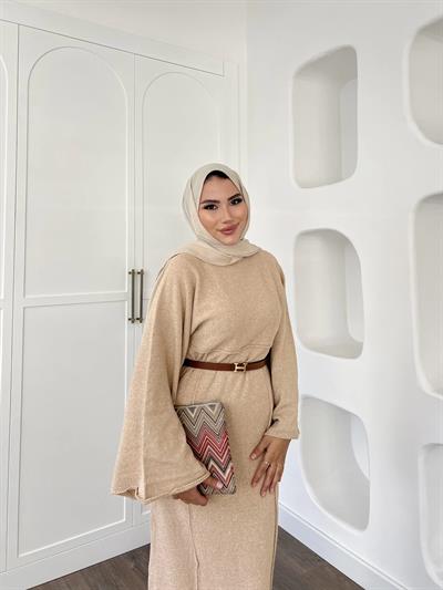 Gaye Keçe Elbise - Bej