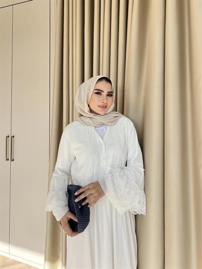 Hadise Kolları Dantel Elbise - Beyaz