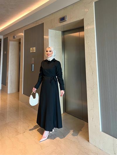 Havas Çapraz Elbise  - Siyah