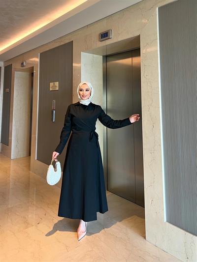 Havas Çapraz Elbise  - Siyah