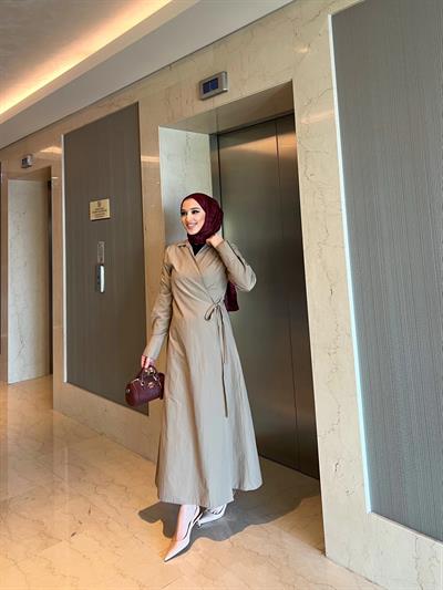 Havas Çapraz Elbise - Sütlü Kahve