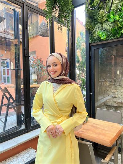 Havas Krep Elbise - Sarı