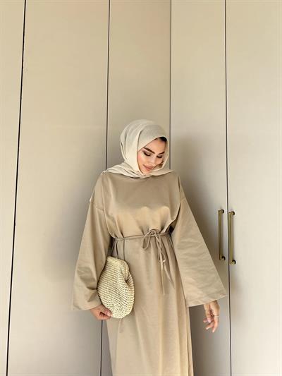 İki İplik Bekla Elbise - Krem