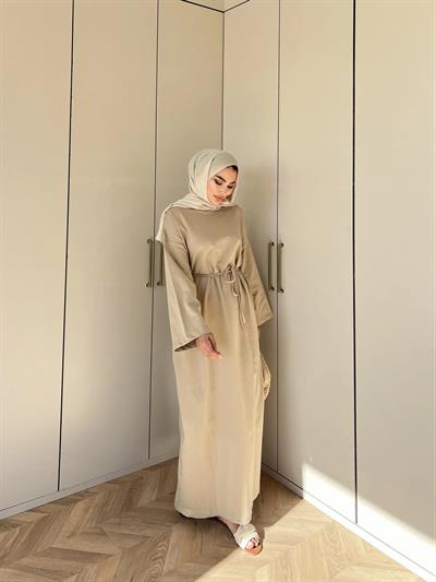 İki İplik Bekla Elbise - Krem