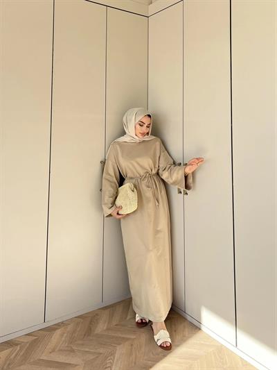 İki İplik Bekla Elbise - Krem