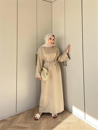 İki İplik Bekla Elbise - Krem