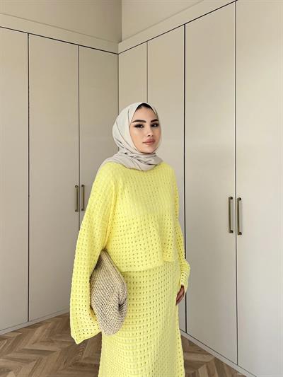 İrem Triko Etekli Takım - Sarı