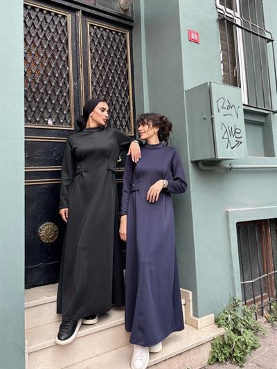 Kamelya Scuba Elbise Siyah