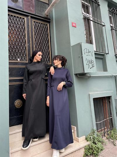 Kamelya Scuba Elbise Siyah