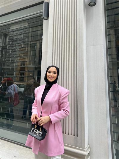 Leta Düğme Detaylı Ceket Pembe