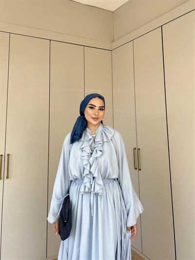 Lila Şifon Elbise - Mavi