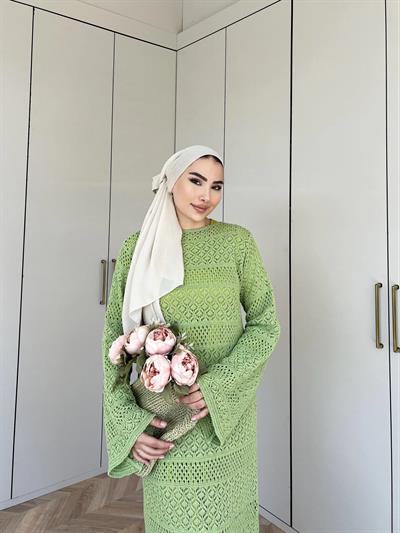 Lotus Triko Elbise - Yeşil