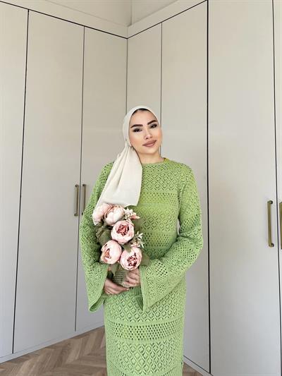 Lotus Triko Elbise - Yeşil