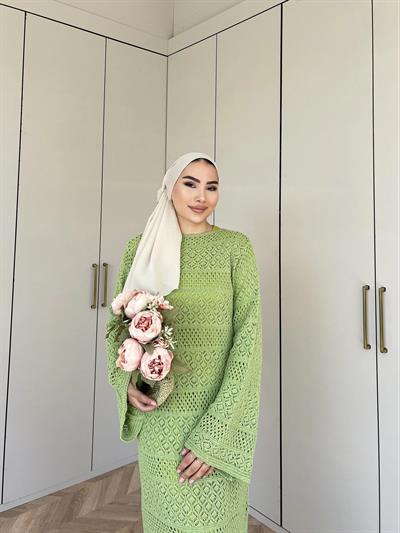 Lotus Triko Elbise - Yeşil